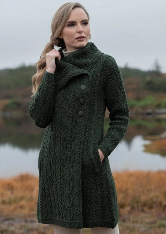 Aran Crafts Chunky Collar Coat | GreenSilk Knit Tops
