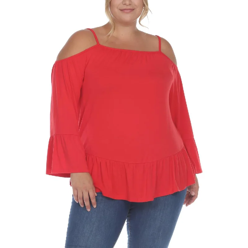 PulloverpremiumWhite Mark Womens Plus  Neckline Pleats Pullover Top