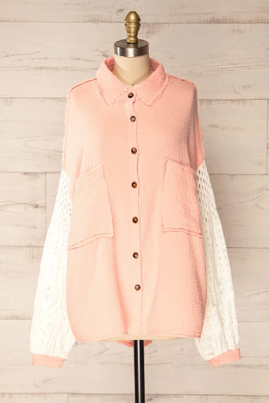 Jaipur Pink | Oversized Shirt w/ Knit Sleeves