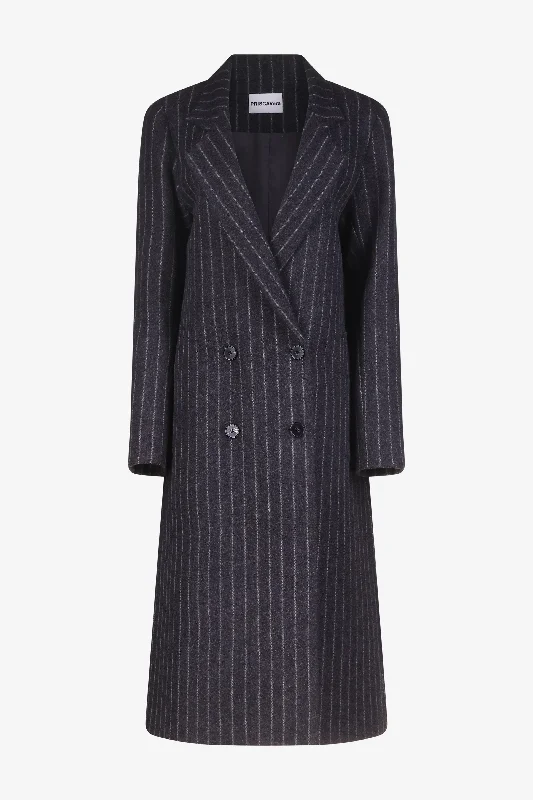 Chalk Pinstripe Oversized Tailored Coat