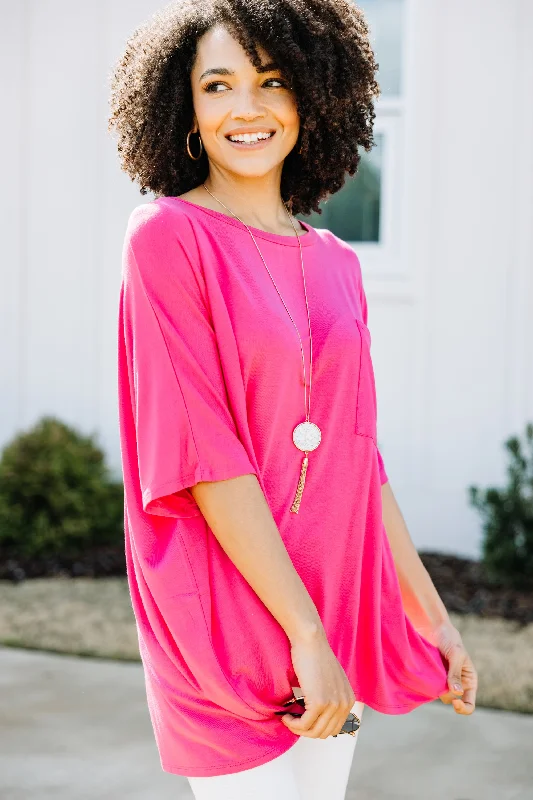 On Your Time Fuchsia Pink Oversized Top