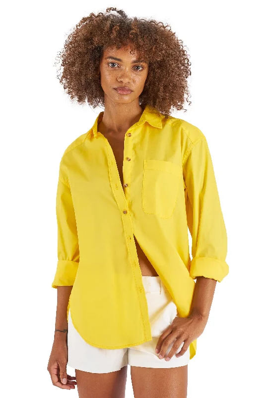 Poppy-Cotton Yellow Oversized Cotton Shirt