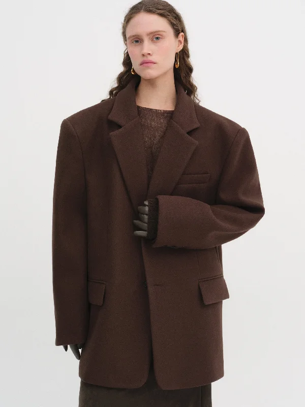 Hayk Oversized Boyfriend Blazer, Chocolate