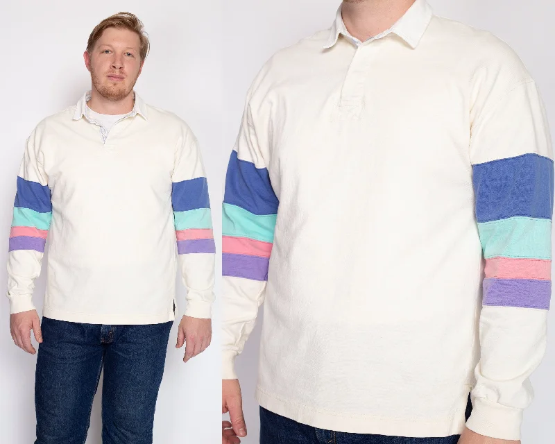 Large 90s Pastel Striped Oversized Collared Shirt