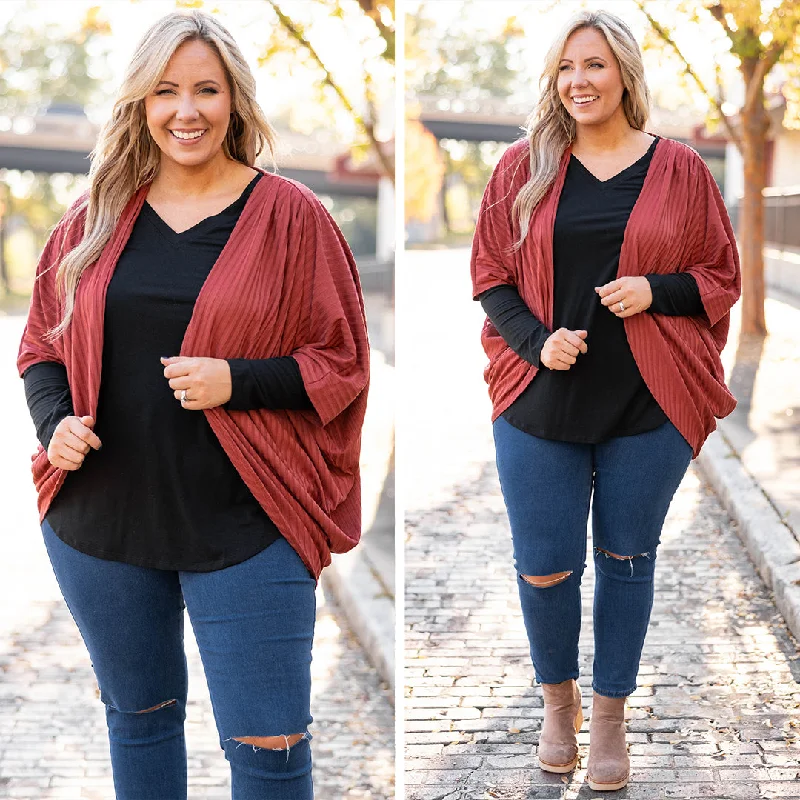 Let's Grab Brunch Cardigan, Rust