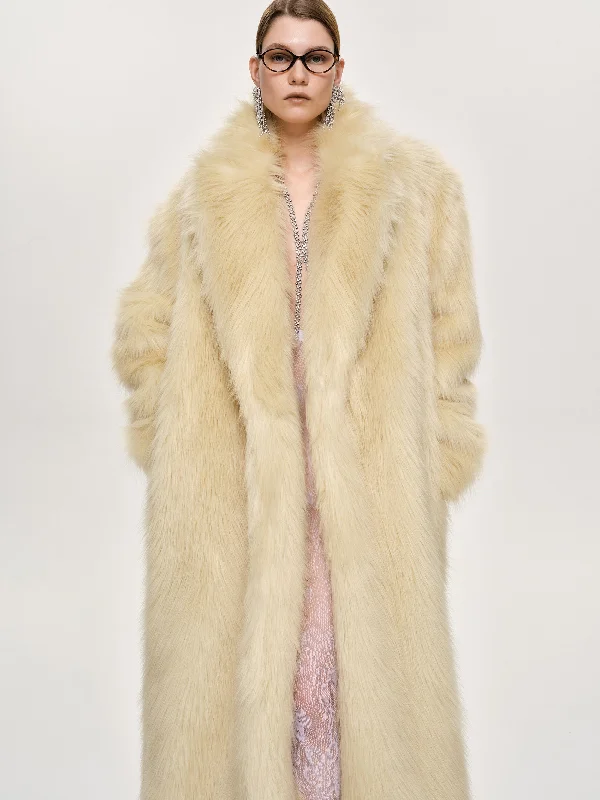 Wallis Oversized Grandpa Fur Coat, Tuscan Cream