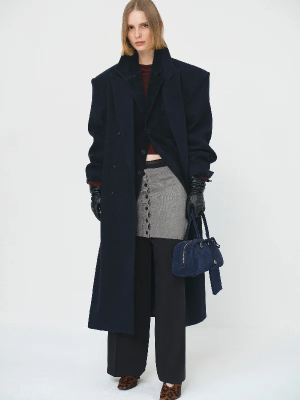 Wallis Oversized Grandpa Coat, Navy