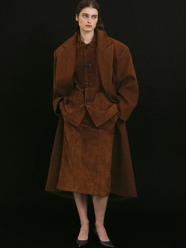 Wallis Oversized Grandpa Coat, Pecan