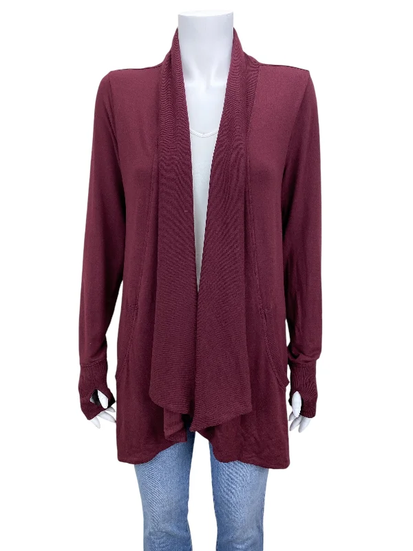 Athleta Women's Pranayama Open Knit Cardigan Wine Size S