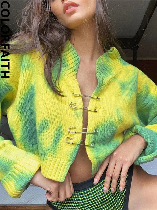 Catch A Break Pin Tie Dye Vintage Cardigan