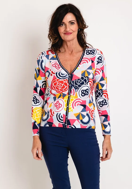 Leo & Ugo Rhinestone Vibrant Print Cardigan, Multi