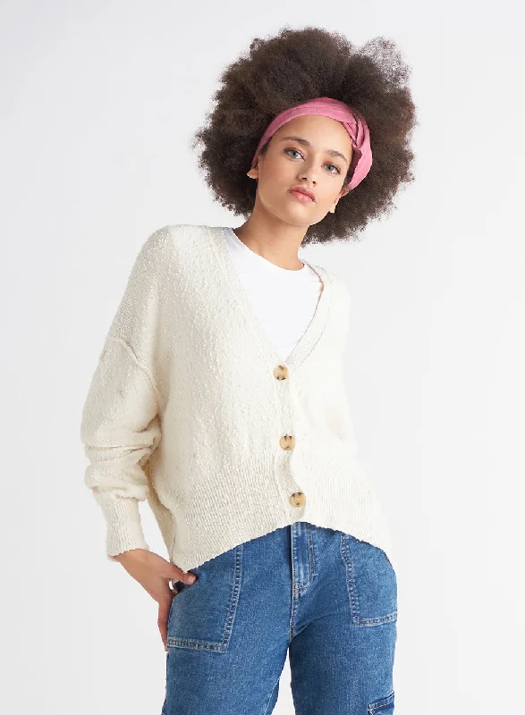 Boucle Button Front Cardigan